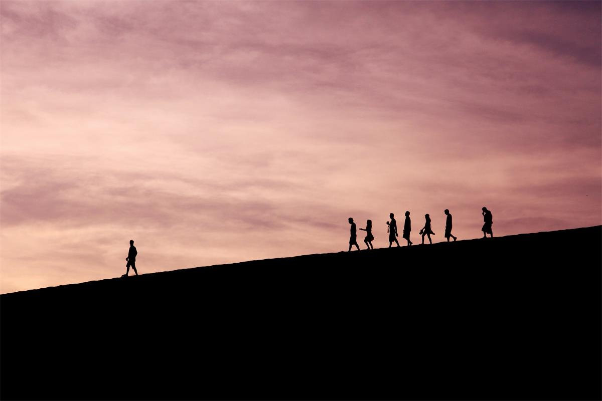 Person leading out in front